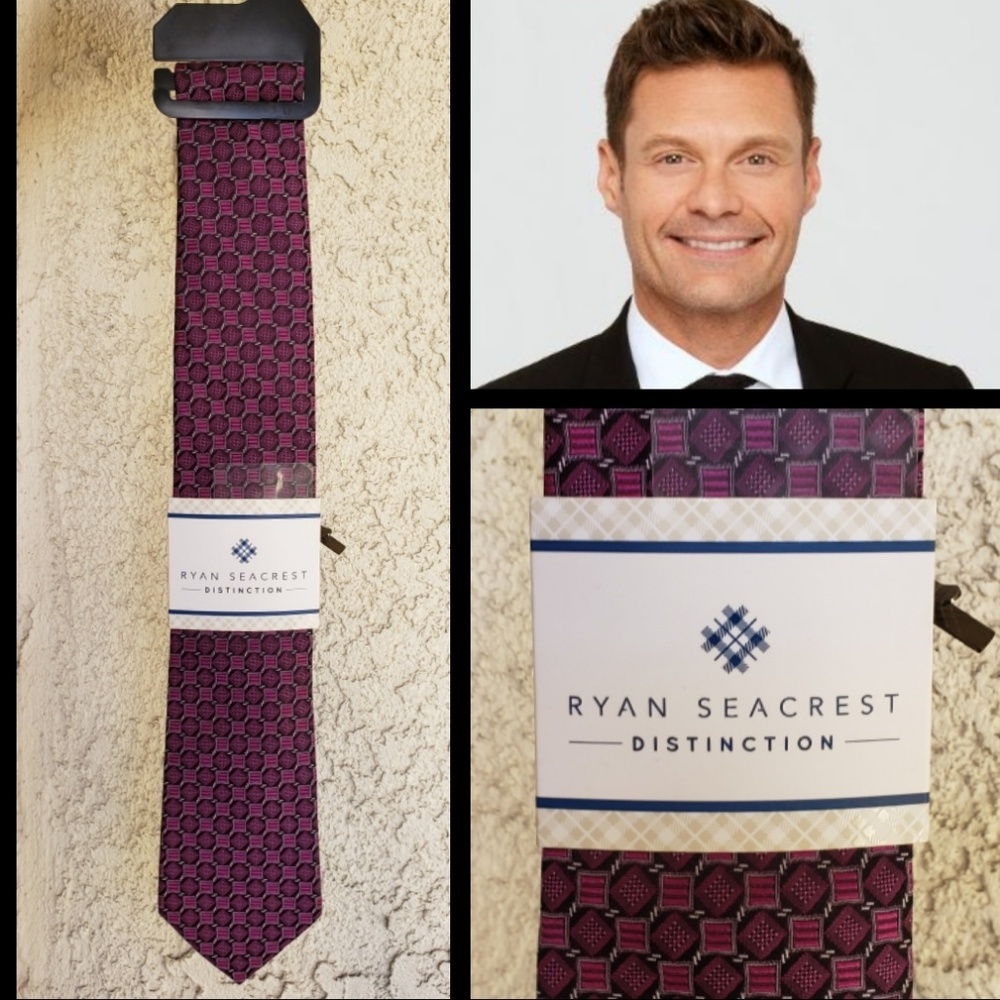 NEW men RYAN SEACREST Distinction neck tie purple
